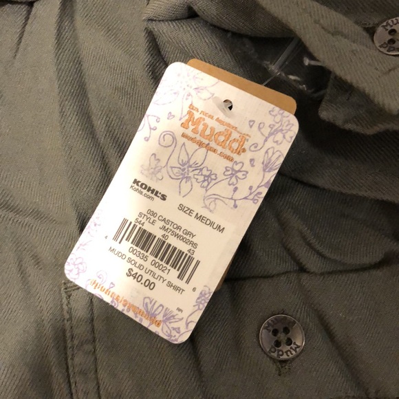 Mudd Button Down Shirt, Castor Gray, Sz M - Picture 5 of 9